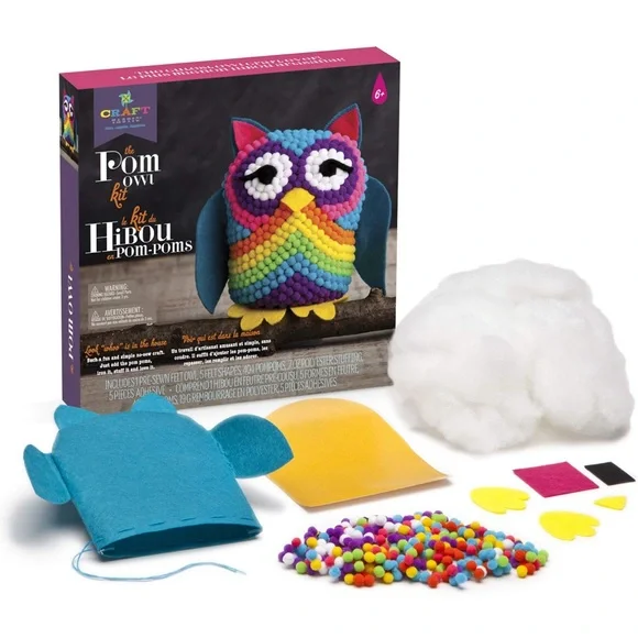 Craft-tastic – Pom Owl – Craft Kit Makes One Pompom Owl Stuffed Animal - Picture 3 of 4